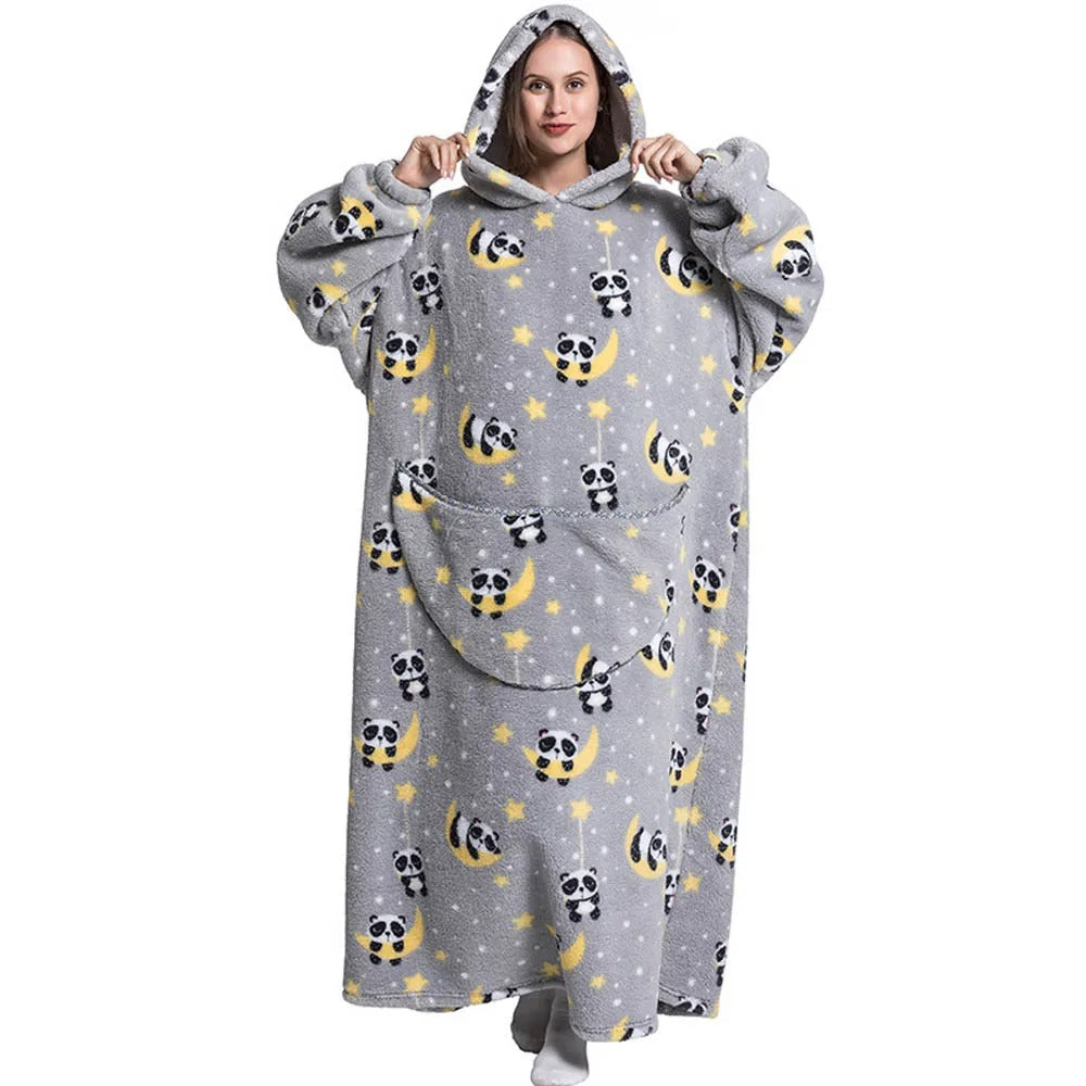 Extra-Long Oversized Sherpa Hoodie Blanket