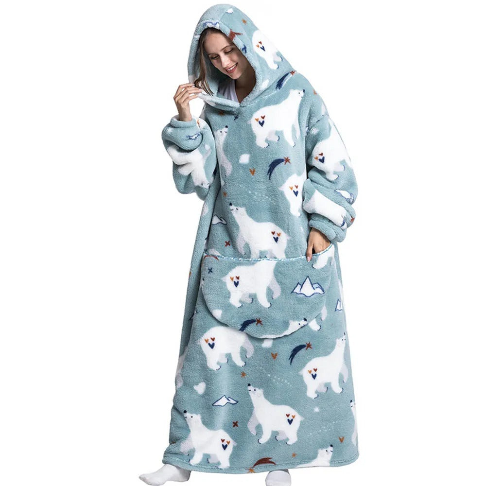 Extra-Long Oversized Sherpa Hoodie Blanket